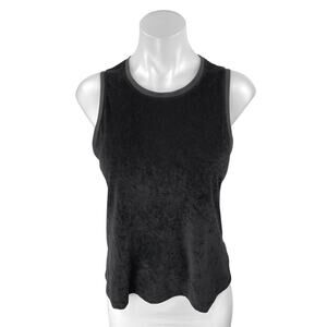 James Perse Black Velvet Velour Sleeveless Cami Camisole Shirt Tank Top Size 1